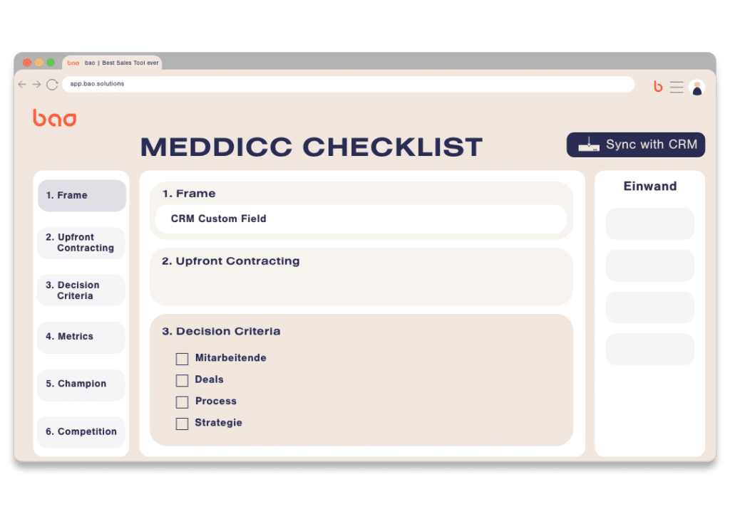 MEDDICC CHECKLIST SCREEN